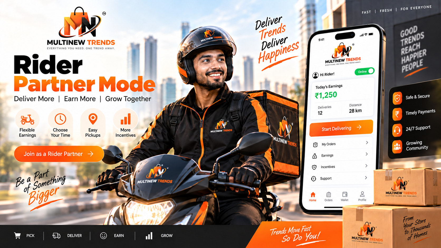 Multi New Trends RIDER APP interface preview